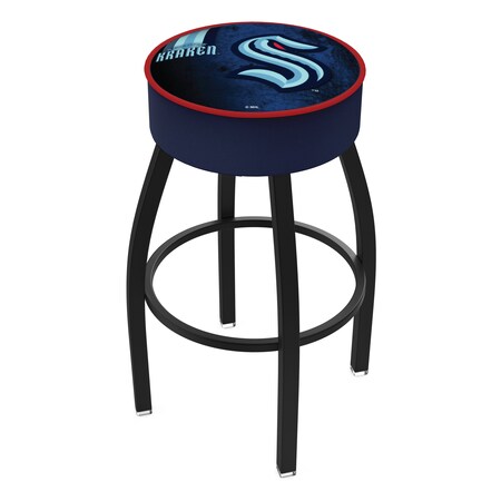 30 Seattle Kraken 4 Cushion,Black Wrinkle Base Swivel Bar Stool